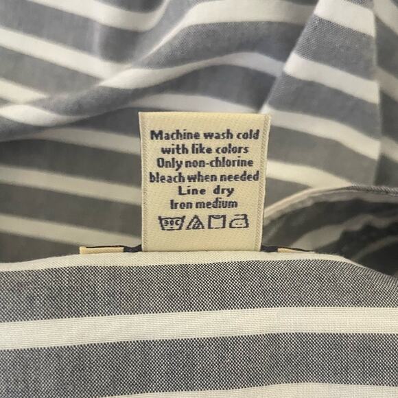 GH & Bass Co Women Tunic Top XL Gray White Striped Cotton Preppy Coastal Light - Picture 8 of 9